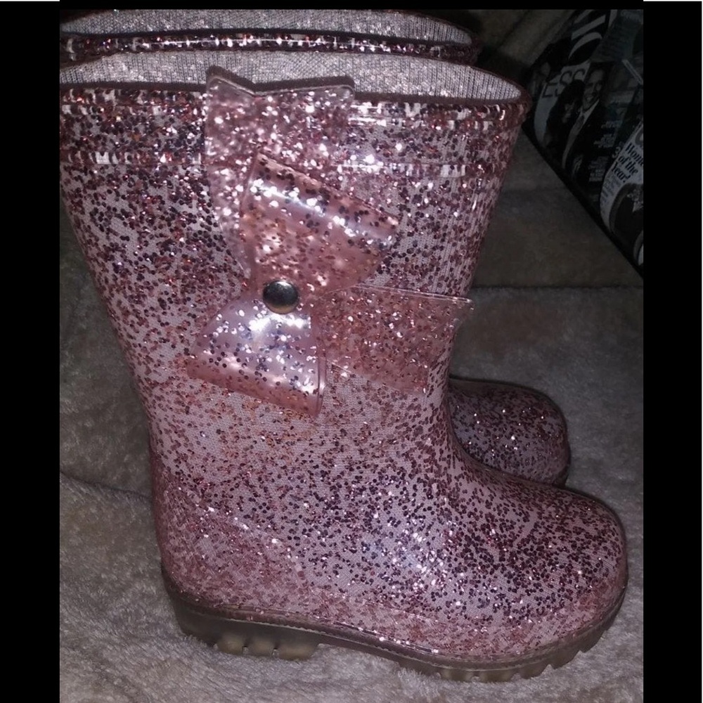 Glitter Pink Light-Up Waterproof Boots